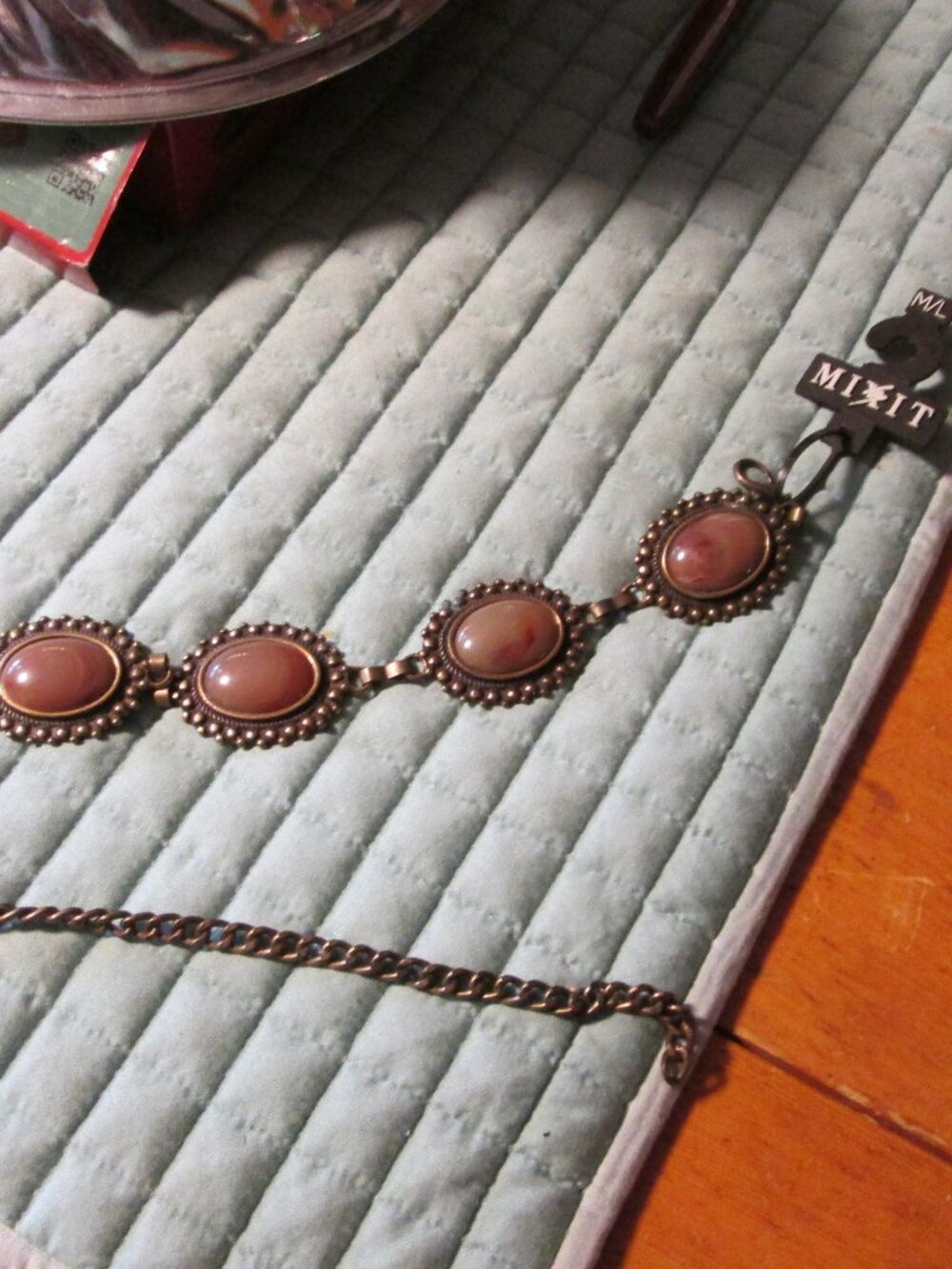 Mixit NWT western brass cobachan stone belt brass link with clasp M/L concho bel